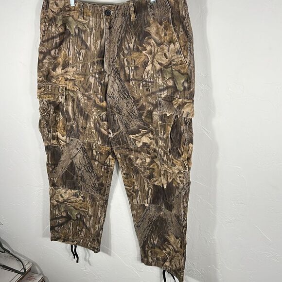 🦌🎯 COLUMBIA MOSSY OAK Camo Hunting Camouflage Denim Cargo Pants Men Sz 42 - GU - Picture 2 of 11